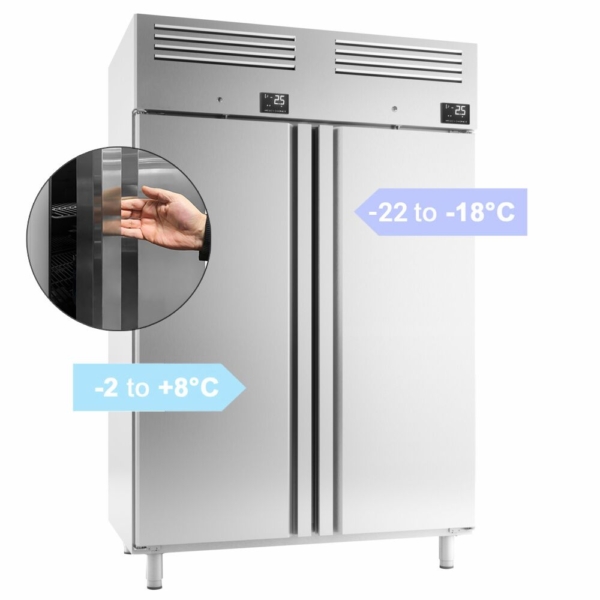 Réfrigérateur et congélateur combinés en inox PREMIUM PLUS - GN 2/1 - 1220 litres - avec 2 portes