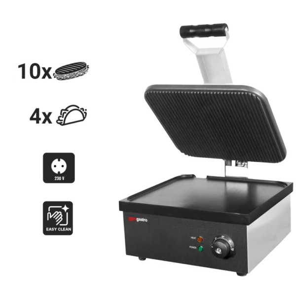 Grill de contact - 2,2 kW - Lisse & Rainuré - Surface de cuisson : 350x330mm