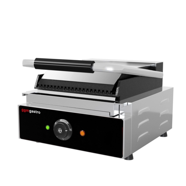 Grill de contact - 1,8 kW - rainuré en haut et en bas - Surface de cuisson : 235x225mm