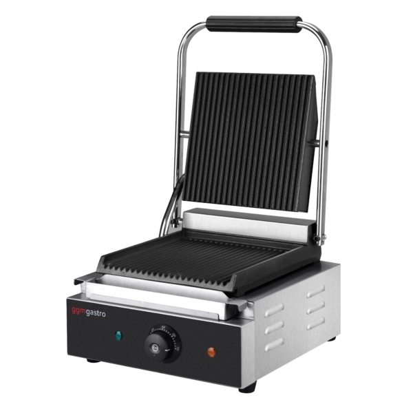 Grill de contact - 1,8 kW - rainuré en haut et en bas - Surface de cuisson : 235x225mm