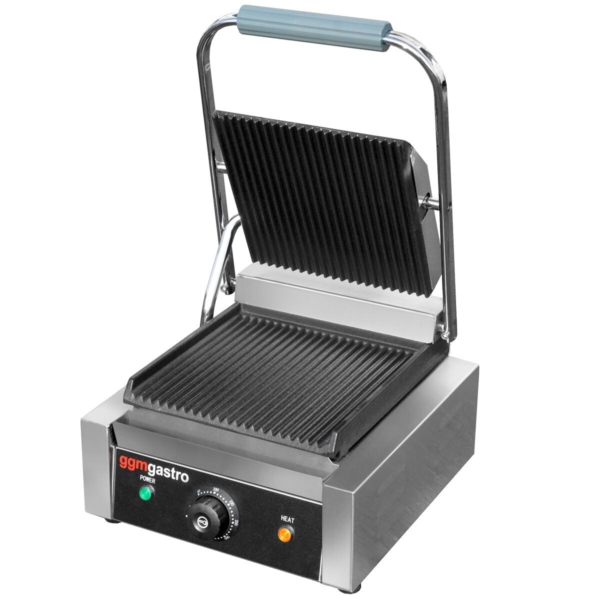 Grill de contact - 2,2 kW - Rainuré en haut et en bas - Surface de cuisson : 230x230mm