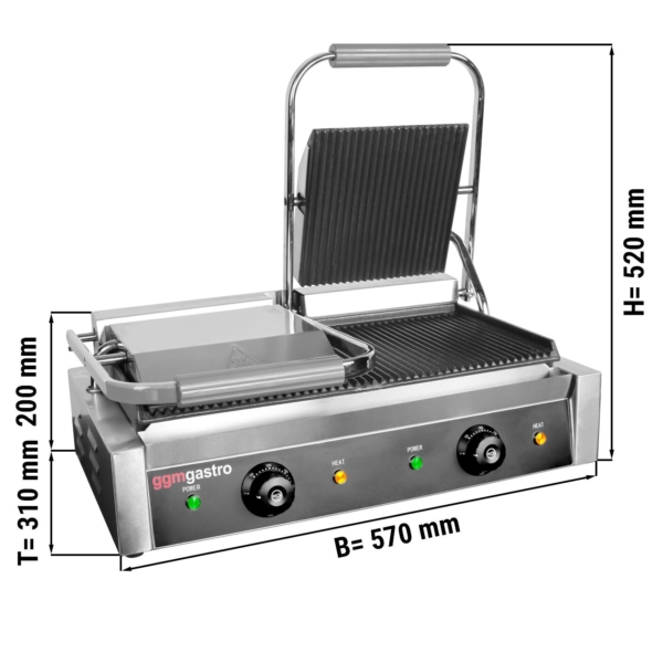 Table de préparation - 1210mm - pour 9x GN 1/6 - 4 tiroirs - grill de contact inclus