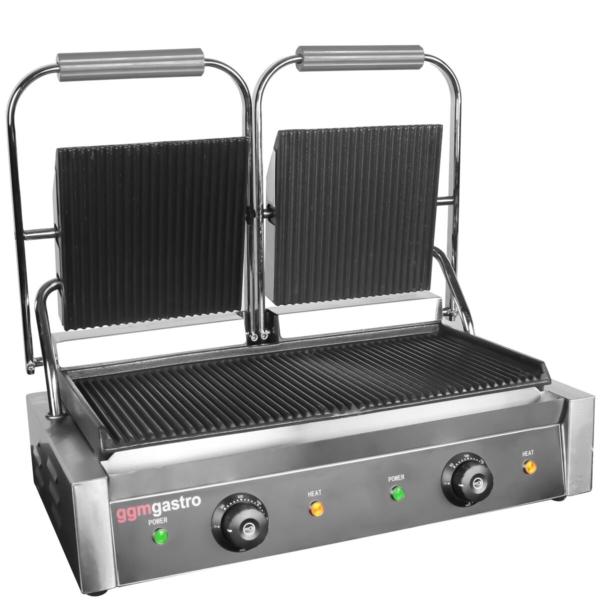 Grill de contact - 4,4 kW - Rainuré en haut et en bas - Surface de cuisson : 475x230mm