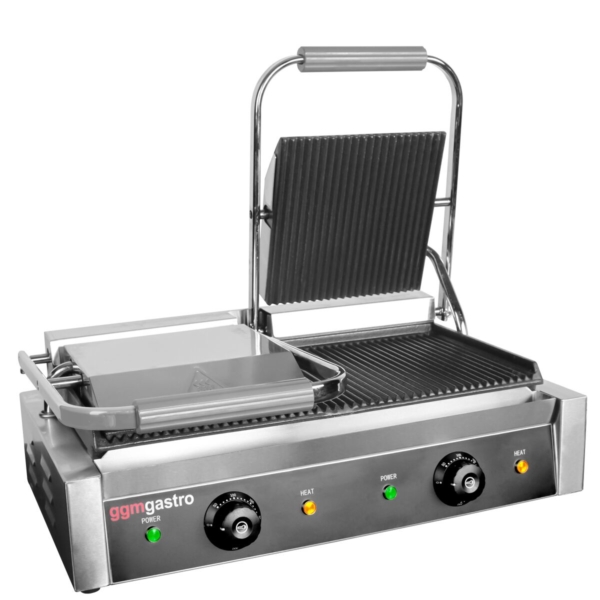 Grill de contact - 4,4 kW - Rainuré en haut et en bas - Surface de cuisson : 475x230mm