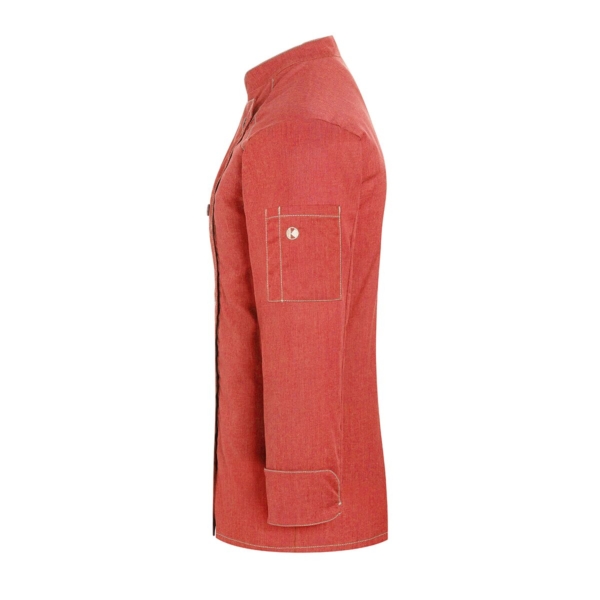 (6 pièces) KARLOWSKY | Veste de cuisine femme style jeans - Rouge Vintage - Taille : 58