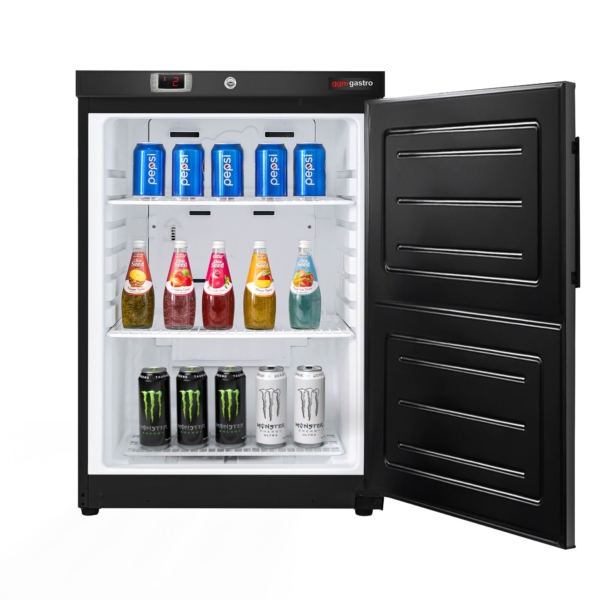 Réfrigérateur de stockage en inox ECO - 200 Litres - avec 1 porte - intérieur de la porte en plastique - Noir