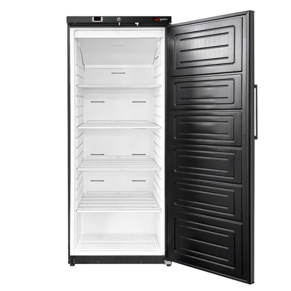 Réfrigérateur de stockage en inox ECO - 400 Litres - avec 1 porte - intérieur de la porte en plastique - Noir