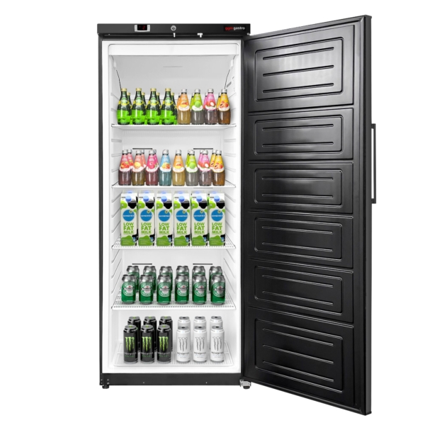 Réfrigérateur de stockage en inox ECO - 400 Litres - avec 1 porte - intérieur de la porte en plastique - Noir