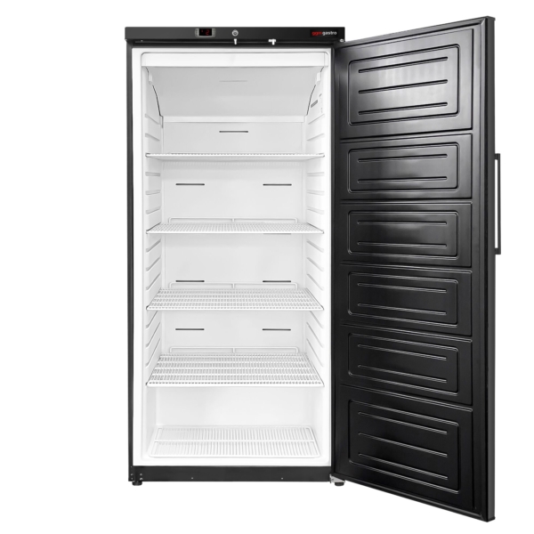 Réfrigérateur de stockage en inox ECO - 600 Litres - avec 1 porte - intérieur de la porte en plastique - Noir