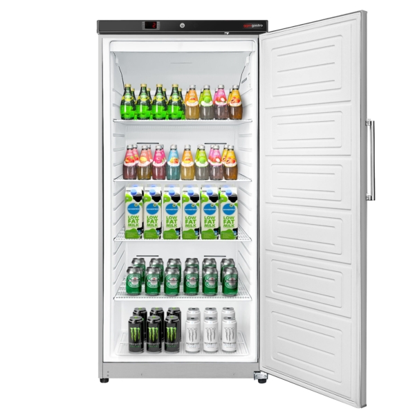 Réfrigérateur de stockage en inox ECO - 600 Litres - avec 1 porte - intérieur de la porte en plastique - Inox