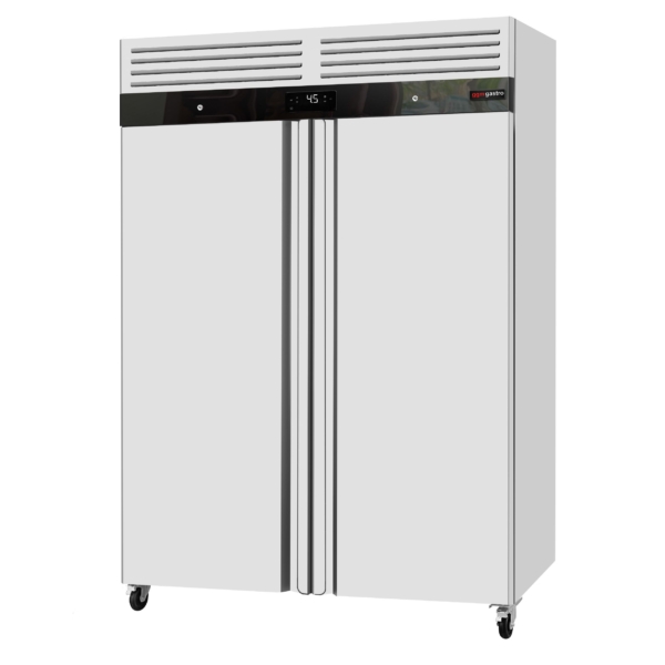 Réfrigérateur en acier inoxydable ECO - GN 2/1 - 1400 litres - avec 2 portes en acier inoxydable - Intérieur des portes en plastique