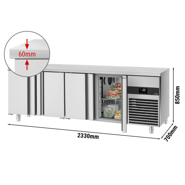 Table réfrigérée PREMIUM - 2330x700mm - avec 4 portes