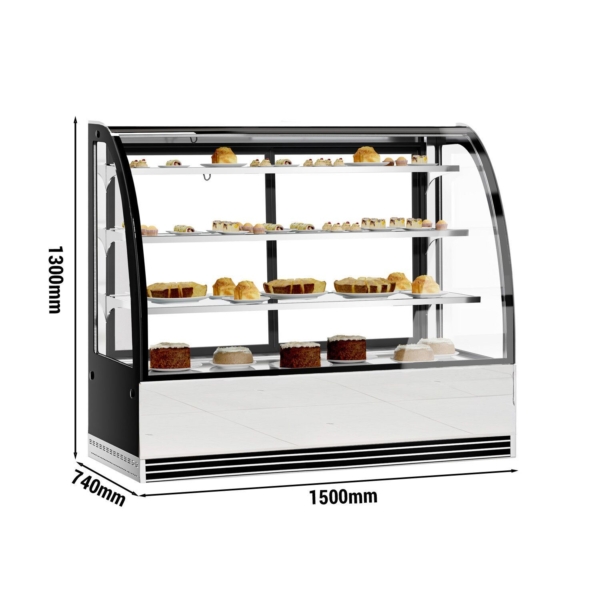 Vitrine à pâtisserie - 1500mm - avec éclairage LED & 3 étagères