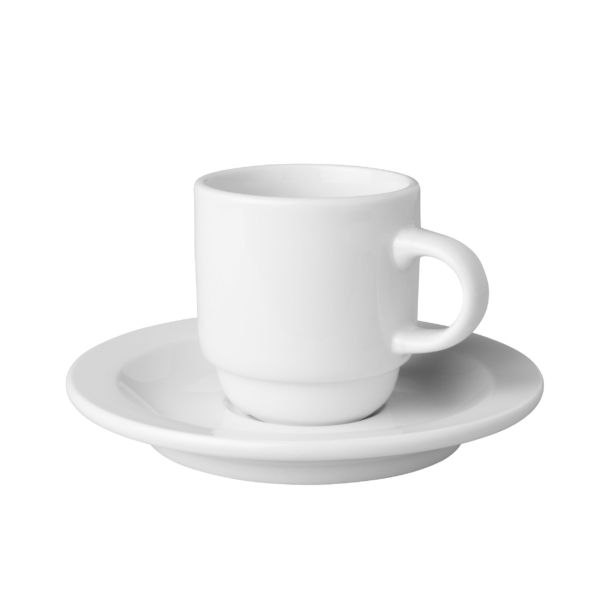 (6 pièces) Tasses à café + soucoupes Mammoet - 14 cl - Blanc