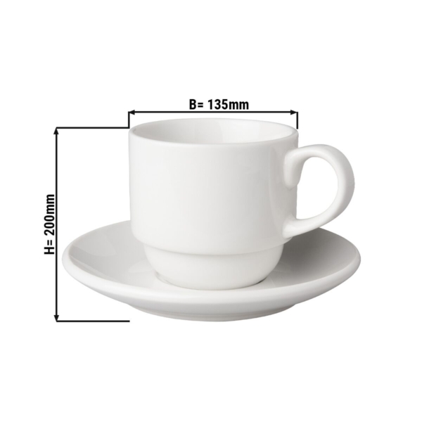 (24 pièces) BUDGETLINE - Tasses à café avec soucoupes Mammoet - 20 cl - Blanc