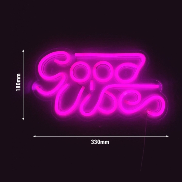 Panneau lumineux LED - Good Vibes 1 - Rose - 330x180mm