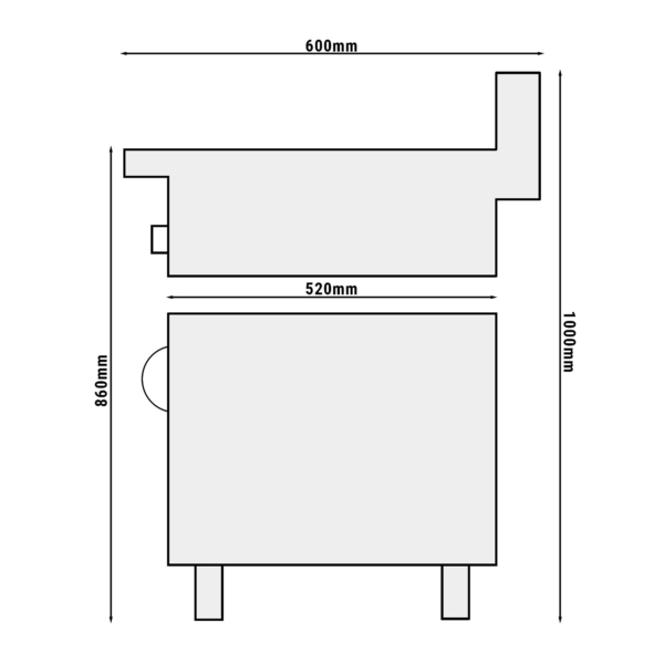 Cuisinière électrique - 8 kW - 4 plaques rondes - incl. soubassement avec 2 portes