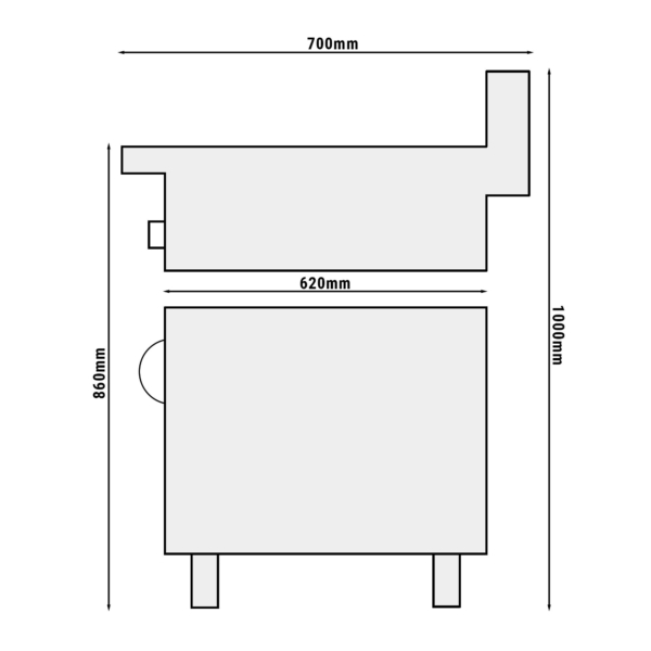 Plaque à frire électrique - 7,1 kW - Lisse - incl. soubassement avec 2 portes