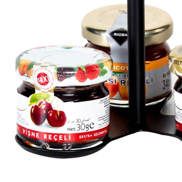 (4 pièces) Étagère à confiture / Support de buffet - Noir - avec 3 étagères