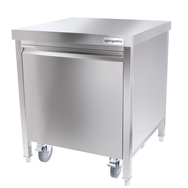 Poubelle avec conteneur roulant - ouverture & ouverture frontale - 50L - inox