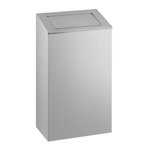 Poubelle avec trappe - 38L - Argent - Inox