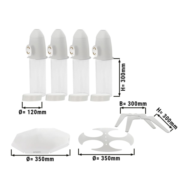 Distributeur de céréales et corn-flakes - Quadruple - Rotatif - Ø 120mm - Blanc - Distributeur rotatif