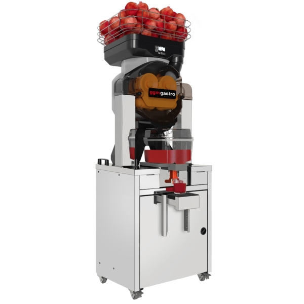 Extracteur de jus de fruits électrique - avec réfrigération, alimentation automatique en fruits, réservoir de jus & support - argenté