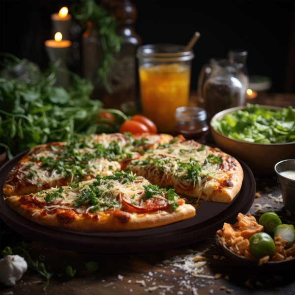 (12 pièces) Assiette à pizza en polyéthylène - Ø 420 mm - avec rigole