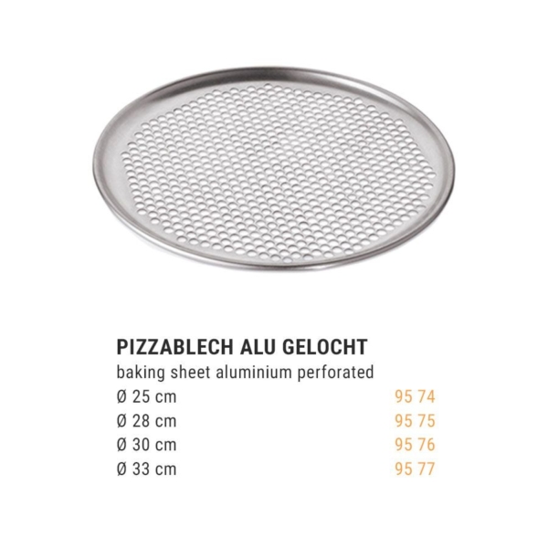 Plaque à pizza en aluminium - perforée - Ø 25 cm