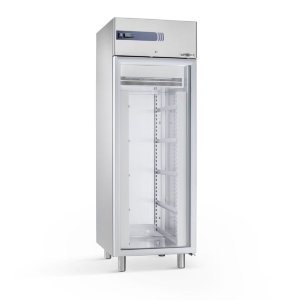 Réfrigérateur à pâtes en acier inoxydable PREMIUM PLUS - EN 60x40 - 585 Litres - avec 1 porte en verre