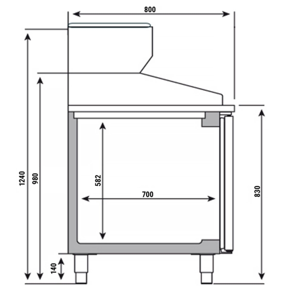 Table réfrigérée pour pizza Premium PLUS - 2305x800mm - avec 2 portes et 2 tiroirs - y compris vitrine réfrigérée - 11x GN 1/4