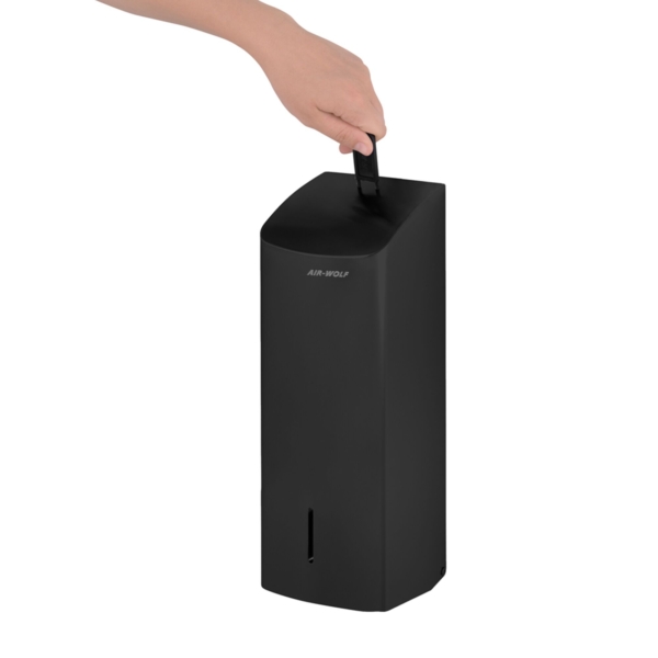 AIR-WOLF | Distributeur de papier WC pour jusqu'à 750 feuilles individuelles - Acier inoxydable noir mat