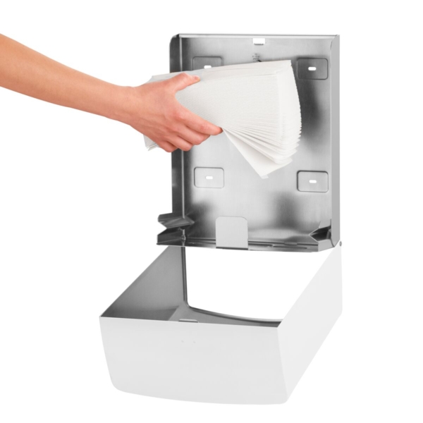 AIR-WOLF | Distributeur de serviettes en papier - pour 600 serviettes - Acier inoxydable - Blanc