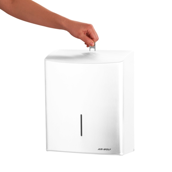 AIR-WOLF | Distributeur de serviettes en papier - pour 600 serviettes - Acier inoxydable - Blanc