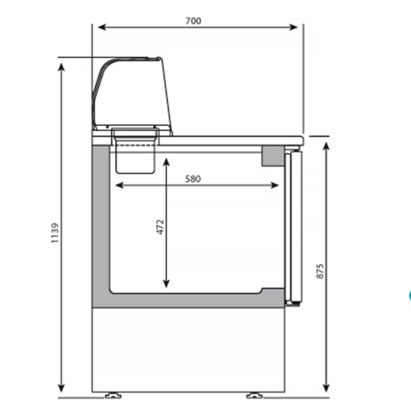 Saladette Premium PLUS - 1460mm - 6 tiroirs - 8x GN 1/6 - dessus en verre