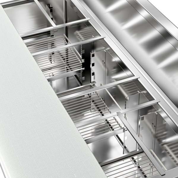 Saladette PREMIUM - 1368mm - Entrée pour récipients GN- 3 portes