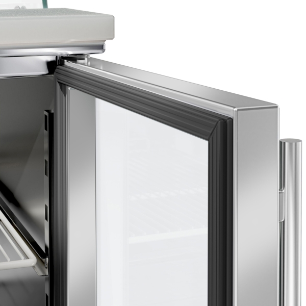 Saladette PREMIUM - 900mm - Rehausse haute en verre - 2x GN 1/1 & 3x GN 1/6 - 2 portes vitrées