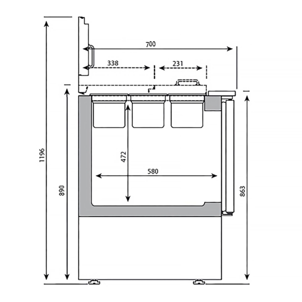 Saladette Premium PLUS - 1460mm - 2 portes & 2 tiroirs - Entrée pour bacs GN