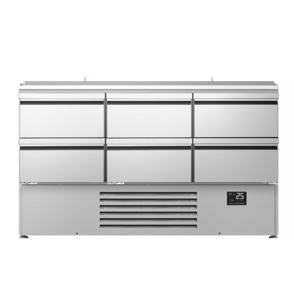 Saladette Premium PLUS - 1460mm - 6 tiroirs - entrée pour bacs GN