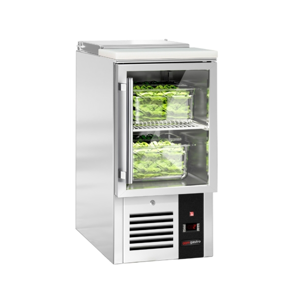 Saladette PREMIUM - 450mm - Entrée pour récipients GN - 1 porte vitrée