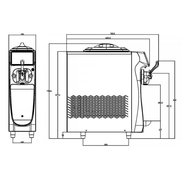 Machine à glace molle - 16 litres/h - 1,15 kW - avec affichage