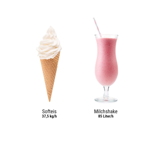 2 en 1 - Machine à glace molle & Milkshake - Glace molle 33,75kg/h - Milkshake 75 litres/h