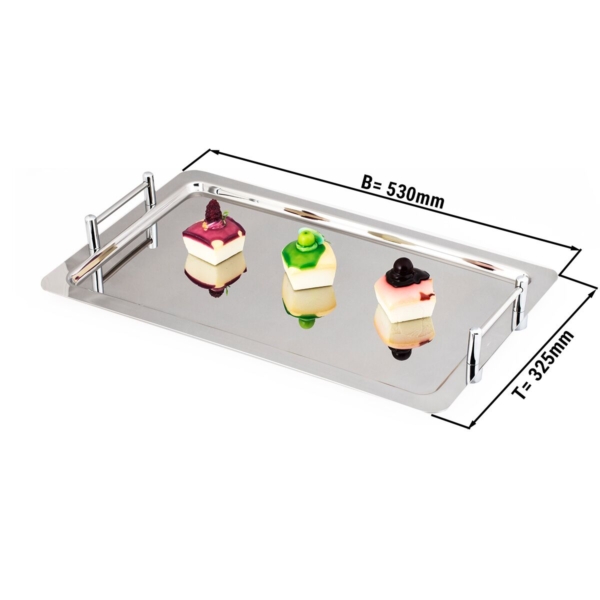 (4 pièces) Plateau de service en acier inoxydable - 325x530mm - Poli