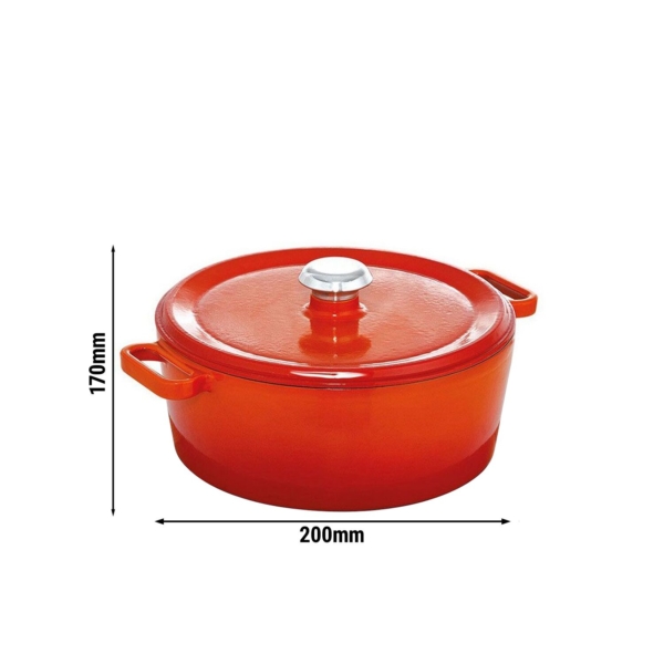 Cocotte en fonte - Ø 200mm - Orange