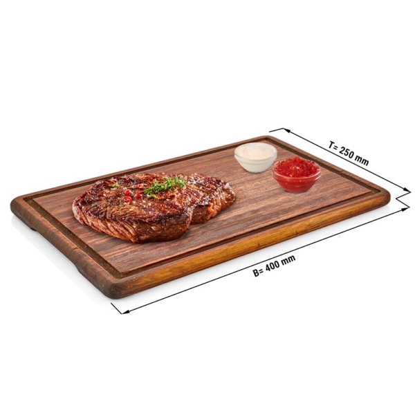 (6 pièces) Plaque à steak - bois d'iroko - 400x250mm