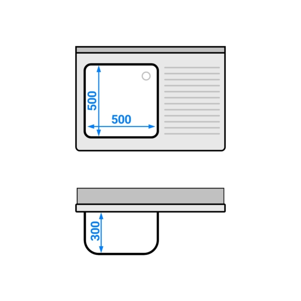 Evier PREMIUM - 1000x700mm - avec 1 bac à gauche