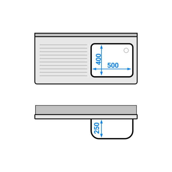 Evier ECO - 1200x600mm - avec 1 bac à droite