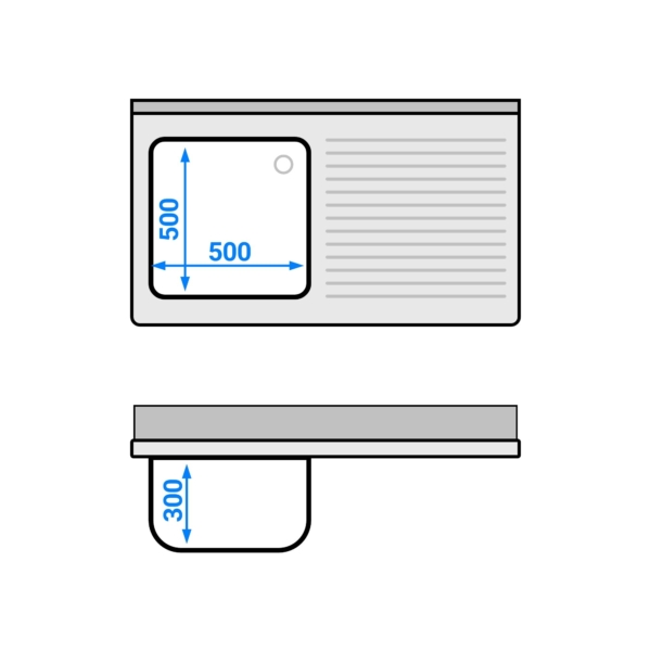 Evier ECO - 1200x700mm - avec 1 bac à gauche