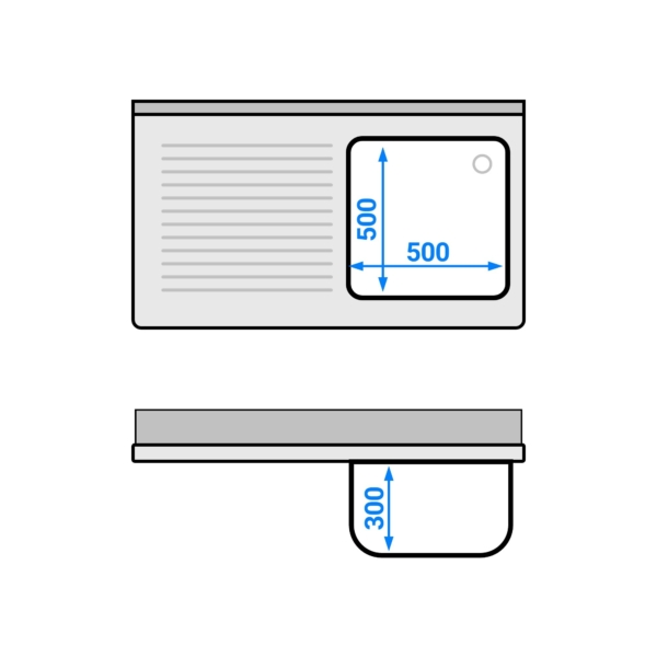 Evier ECO - 1200x700mm - avec 1 bac à droite