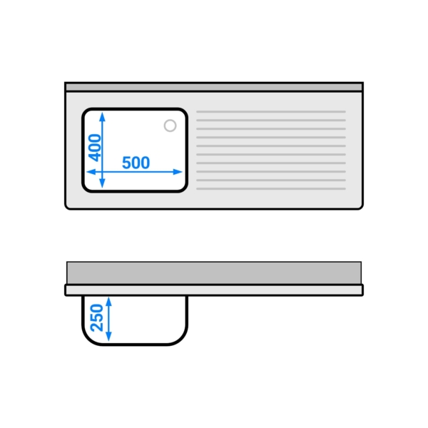 Evier ECO - 1400x600mm - avec 1 bac à gauche